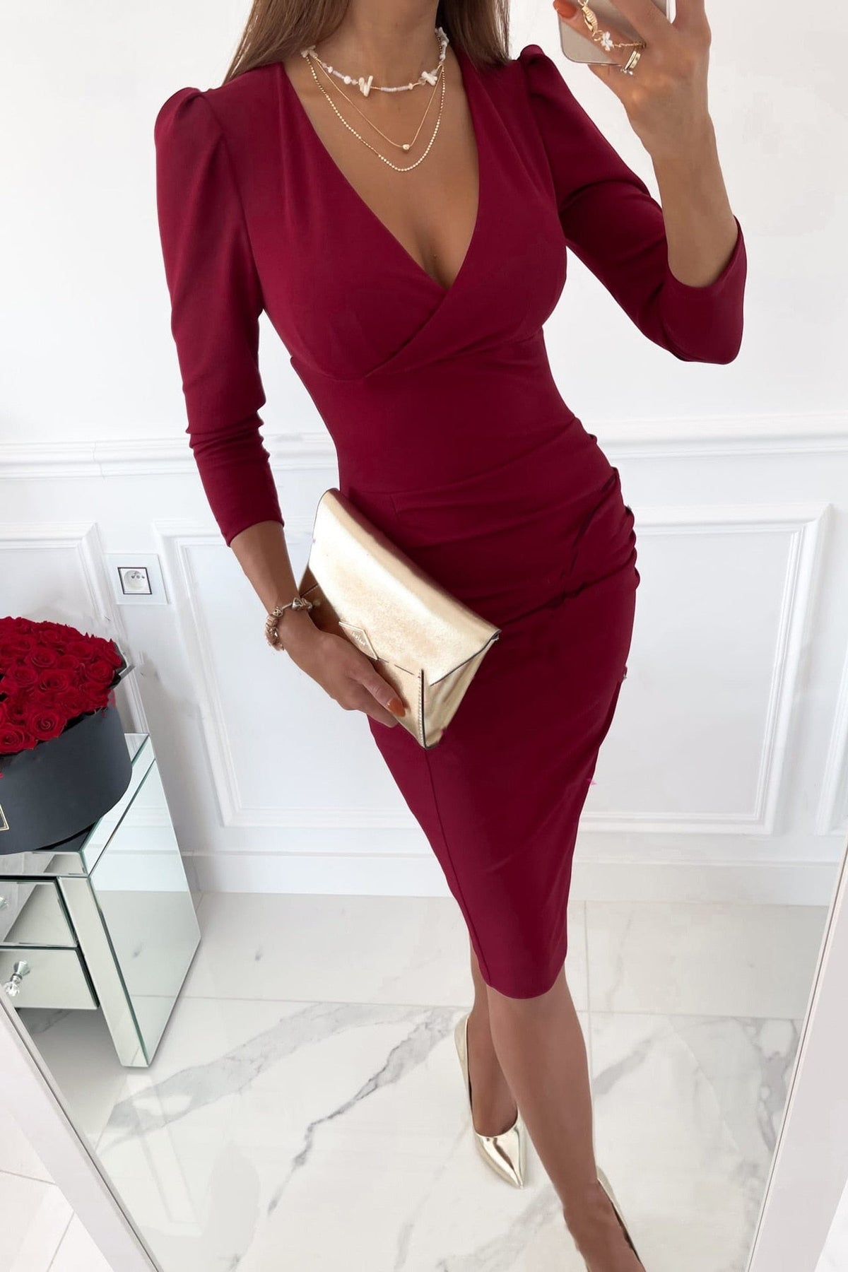 Women's V-Neck Bodycon Dress