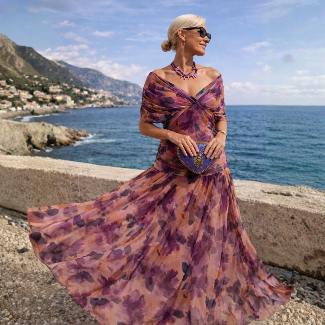 Women's V-Neck Flutter-Sleeve Midi Dress