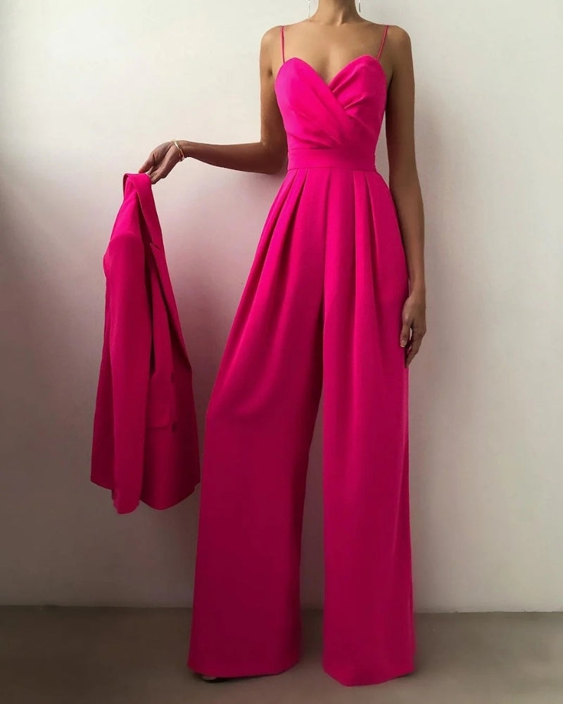 Women's Wide-Leg Wrap Jumpsuit - Ideal for Weddings