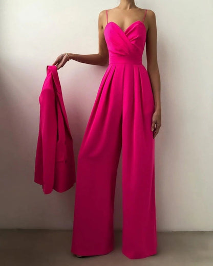 Women's Wide-Leg Wrap Jumpsuit - Ideal for Weddings