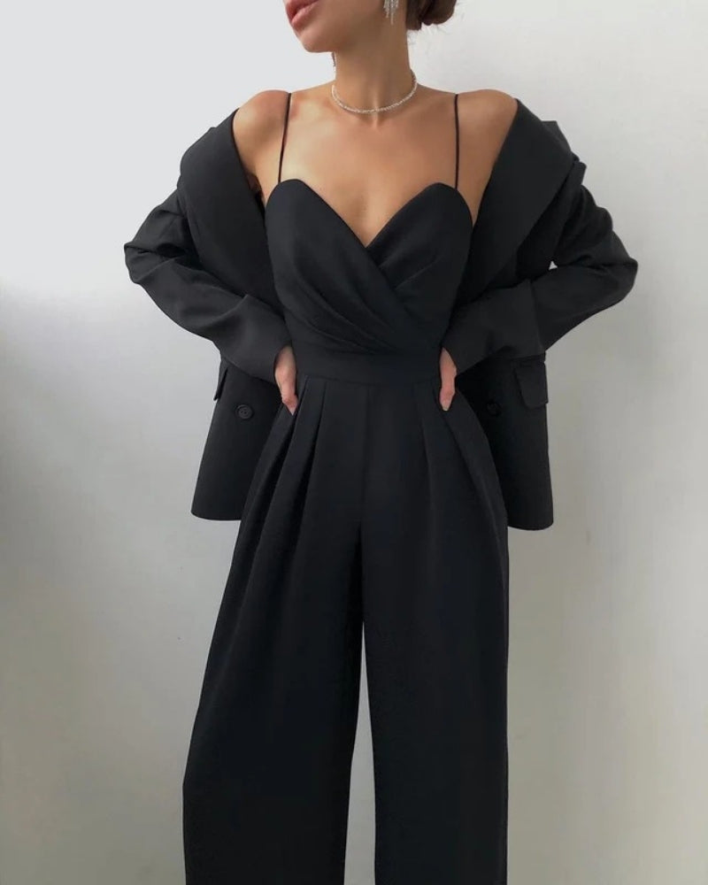 Women's Wide-Leg Wrap Jumpsuit - Ideal for Weddings