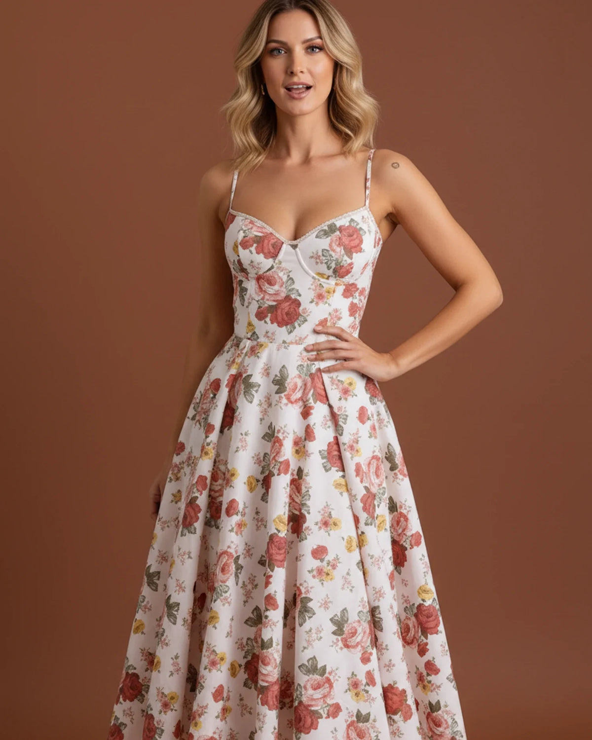 Women's Bustier A-Line Midi Dress
