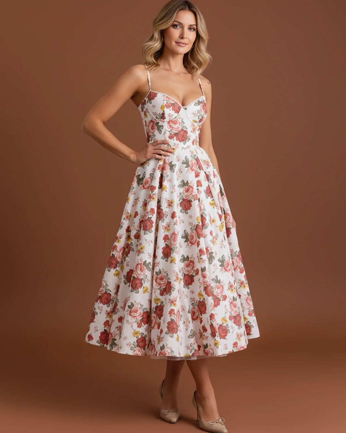 Women's Bustier A-Line Midi Dress
