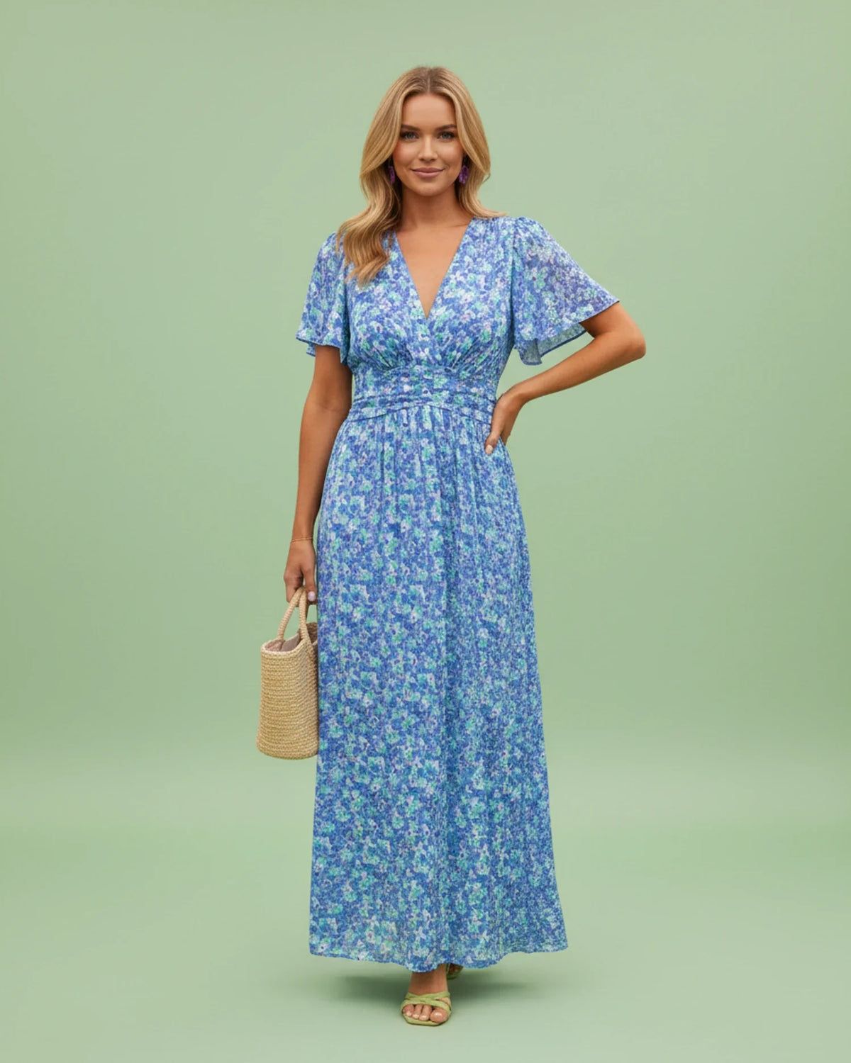 Women's Floral V-Neck Maxi Dress
