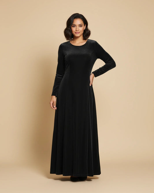 Women's Long Sleeve A-Line Maxi Dress