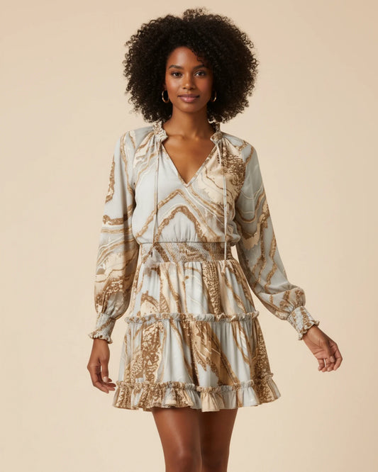 Women's Long Sleeve Floral Mini Dress