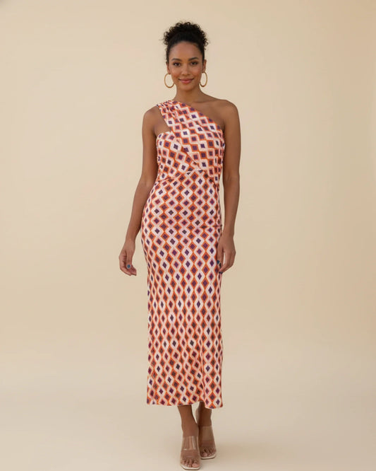 Women's One Shoulder Midi Dress