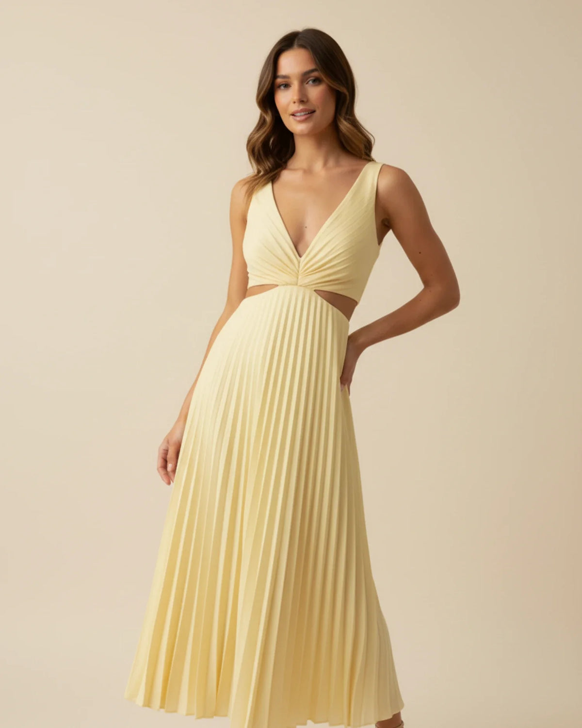 Women's Pleated A-Line Midi Dress