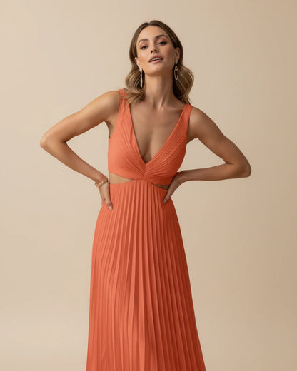Women's Pleated A-Line Midi Dress