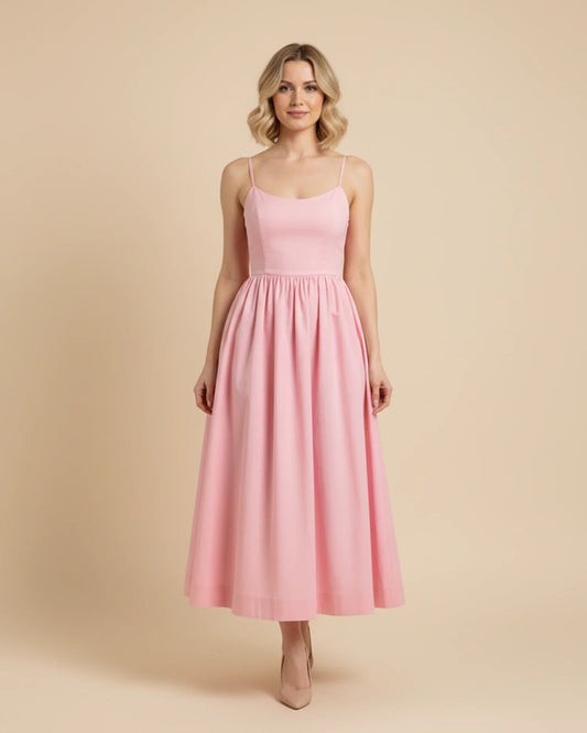 Women's Spaghetti Strap A-Line Midi Dress