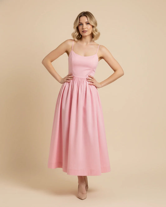Women's Spaghetti Strap A-Line Midi Dress