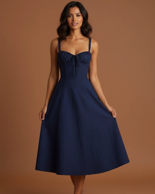 Women's Spaghetti Strap A-Line Midi Dress