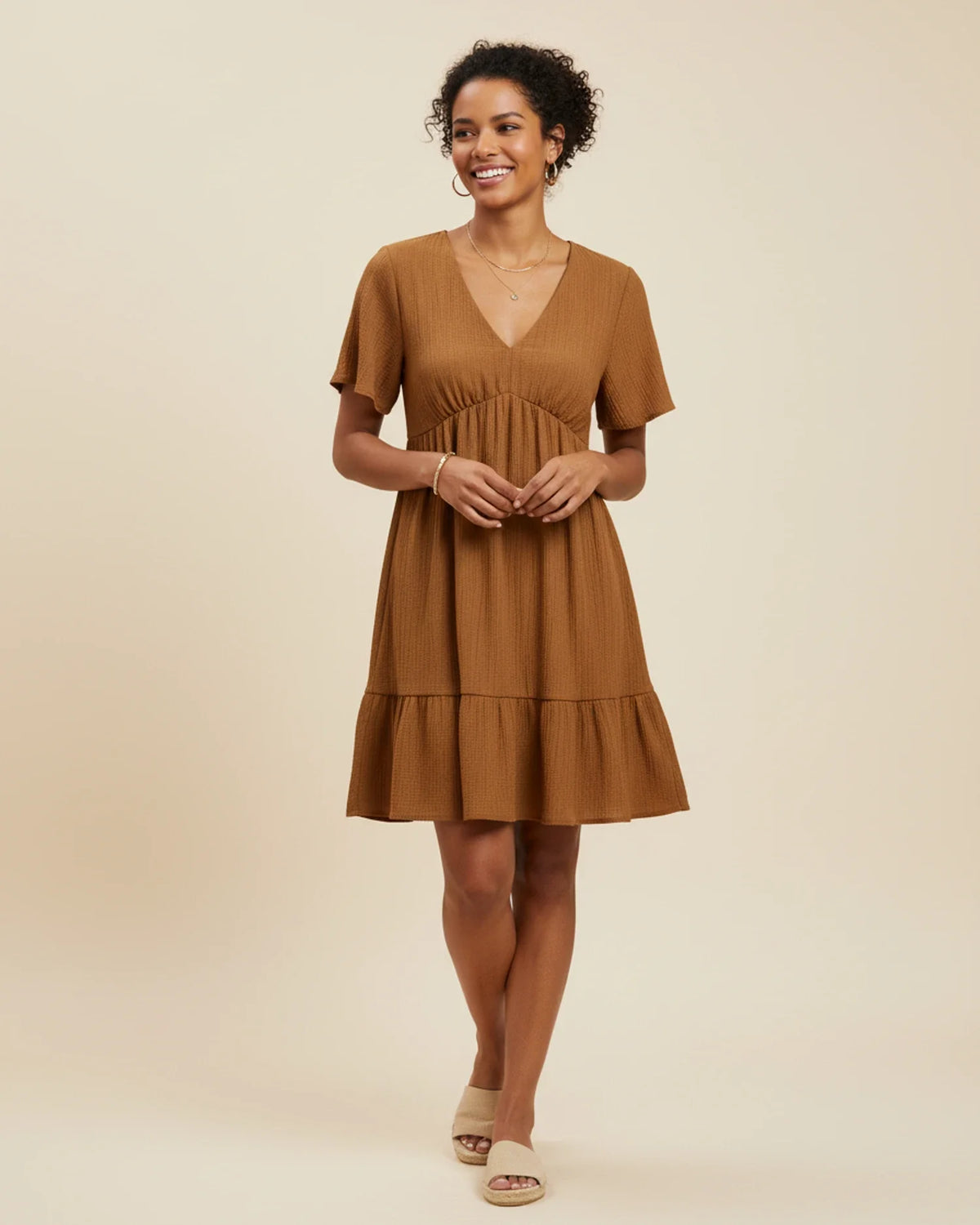 Women's V-Neck A-Line Mini Dress