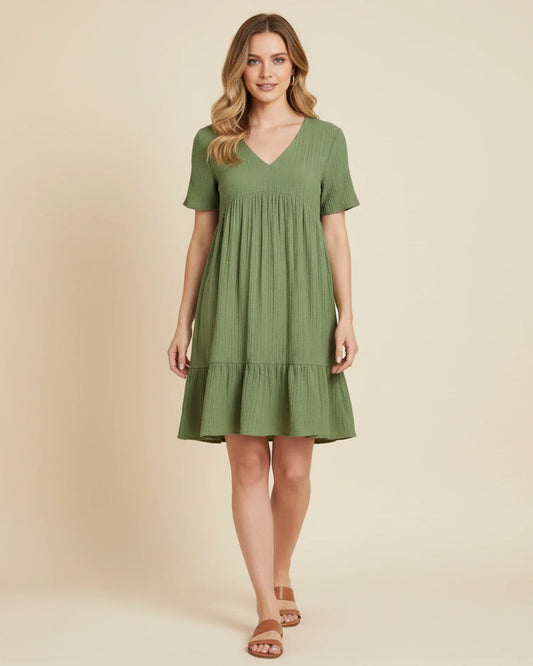 Women's V-Neck A-Line Mini Dress