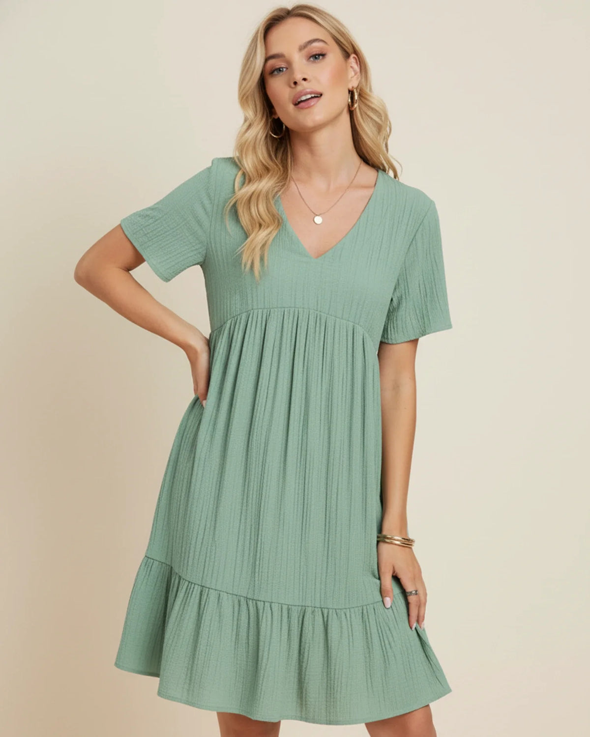 Women's V-Neck A-Line Mini Dress