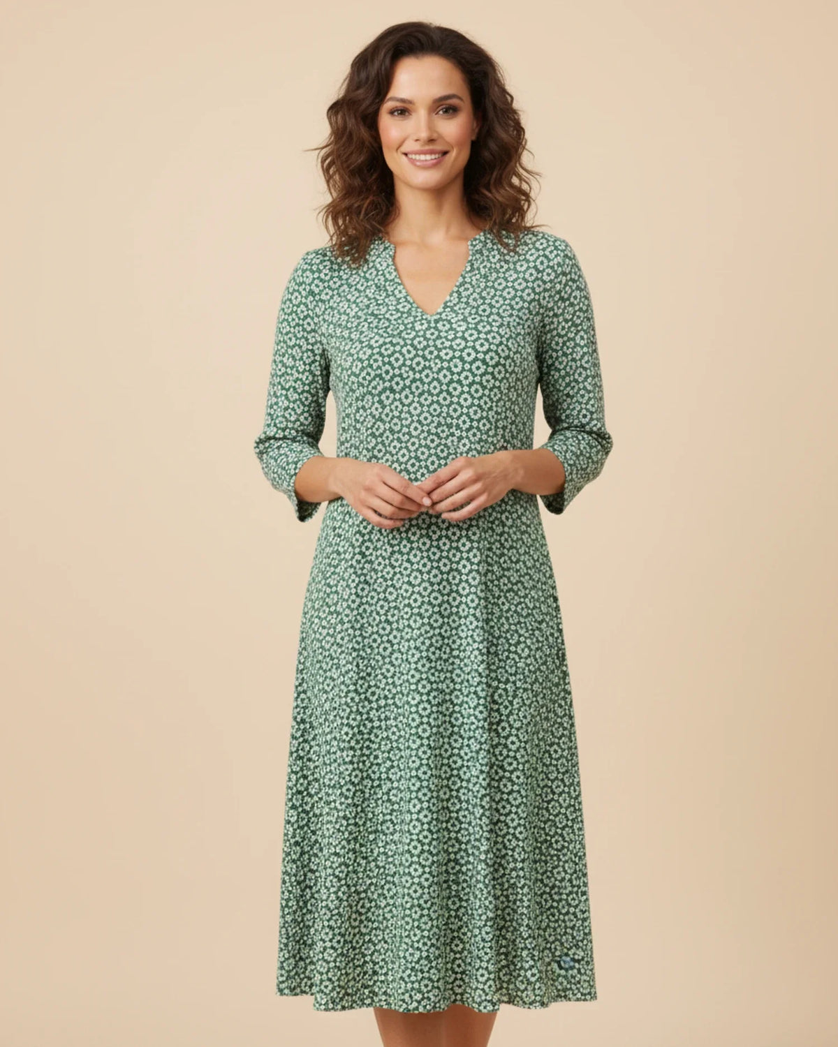 Women's Geometric Print A-Line Midi Dress