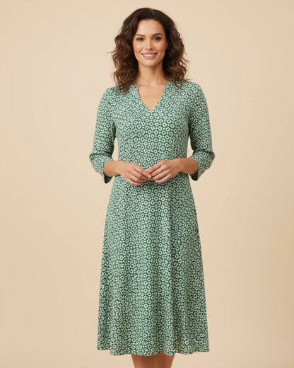 Women's Geometric Print A-Line Midi Dress