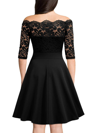 Women's 3/4 Sleeve A-Line Midi Dress