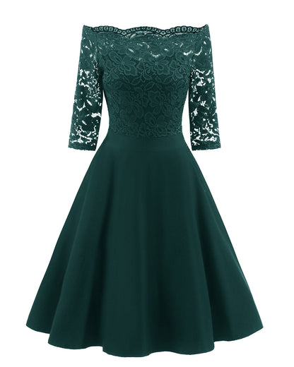 Women's 3/4 Sleeve A-Line Midi Dress