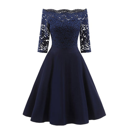 Women's 3/4 Sleeve A-Line Midi Dress