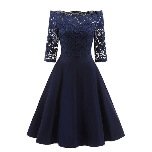 Women's 3/4 Sleeve A-Line Midi Dress