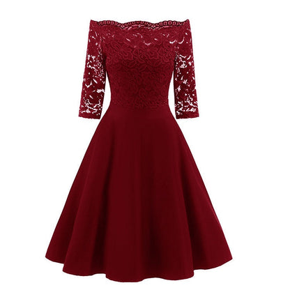 Women's 3/4 Sleeve A-Line Midi Dress