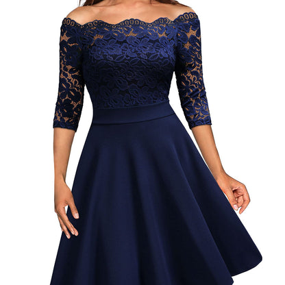 Women's 3/4 Sleeve A-Line Midi Dress