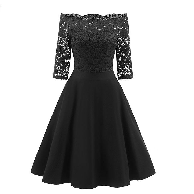 Women's 3/4 Sleeve A-Line Midi Dress