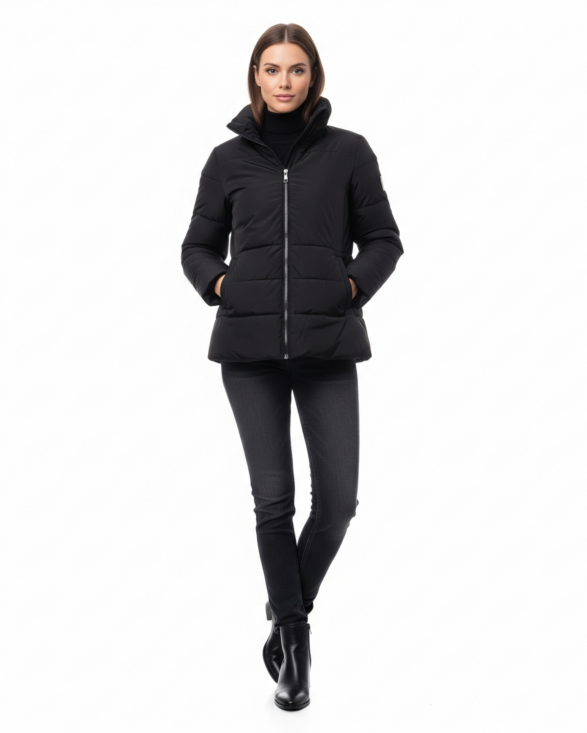Women's Classic Puffer Jacket with High Collar