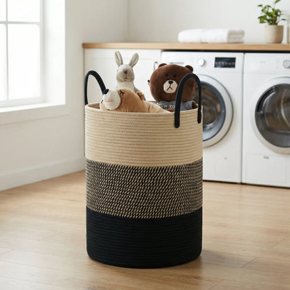 Woven Storage Basket with Carrying Handles