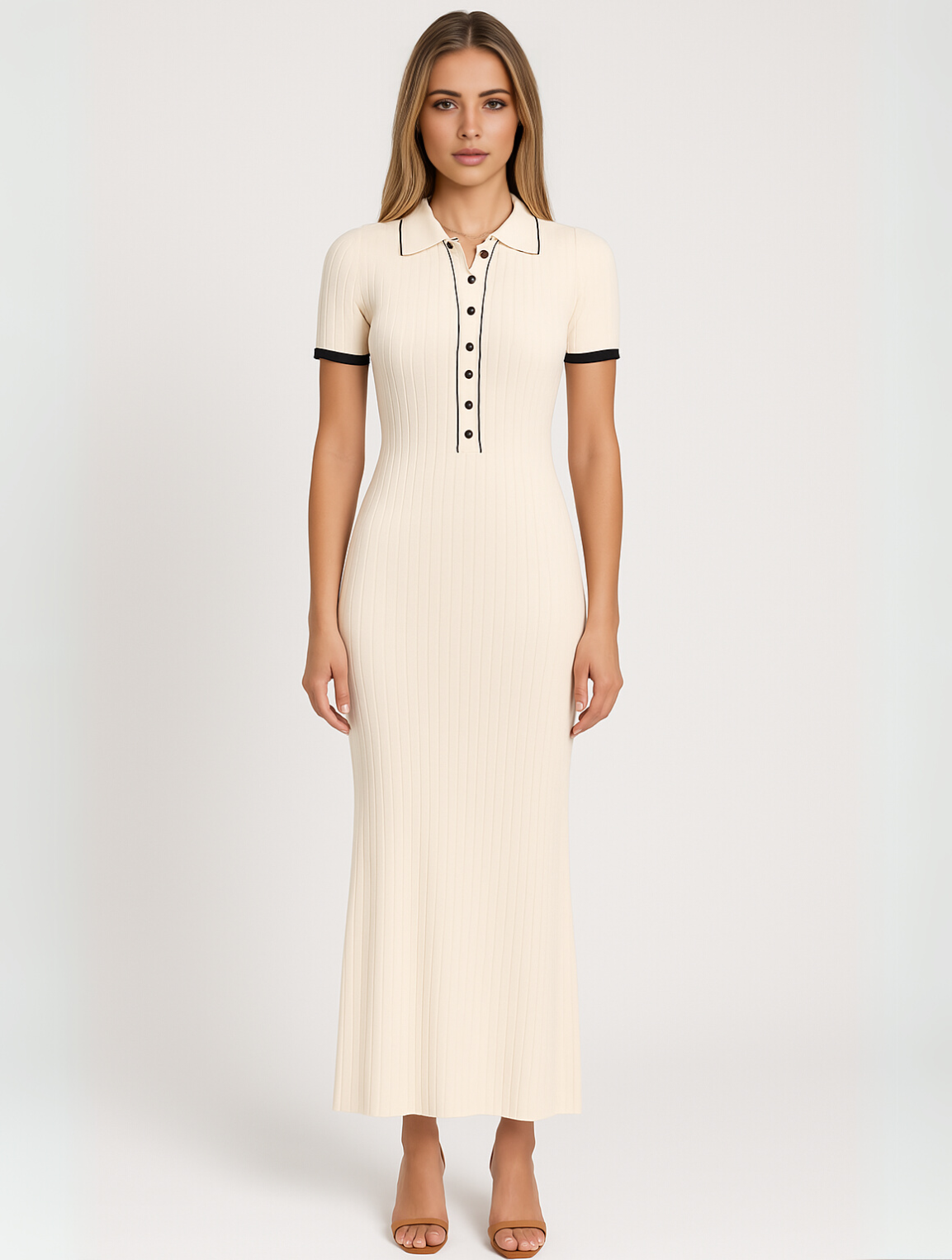 Yvonne | Women's Button-Down Ribbed Maxi Dress