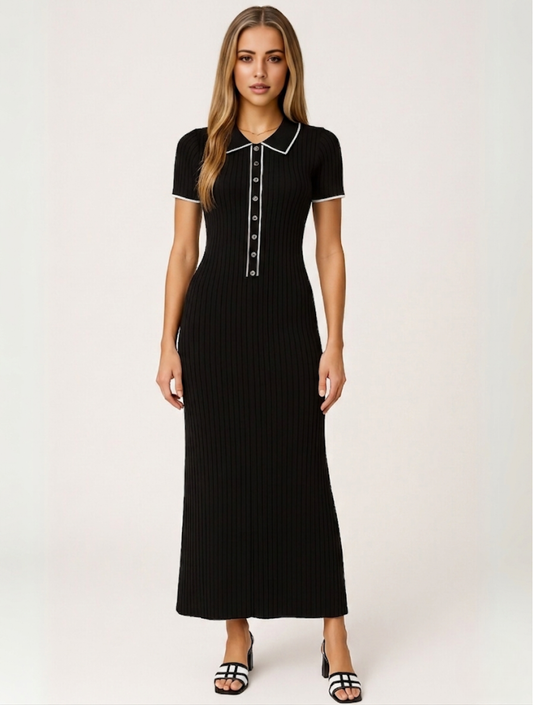 Yvonne | Women's Button-Down Ribbed Maxi Dress
